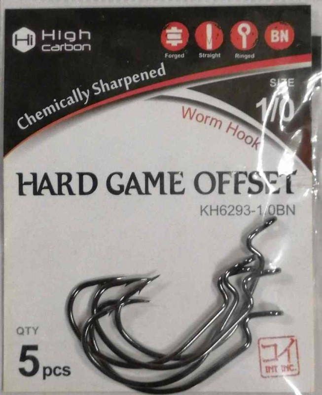 Крючок KOI "HARD GAME OFFSET", размер 1/0 (INT), цвет BN, офсетный (5 шт.)