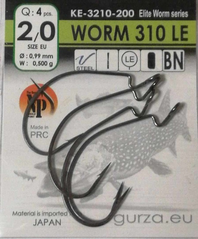 Крючки Gurza-WORM 310 LE №   2/0 BN (4шт/уп)