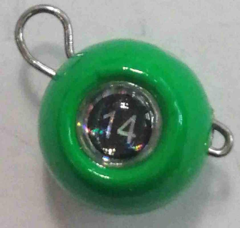 Груз крашеный разборная чебурашка "ШАР" 14 гр., цвет 07-зеленый