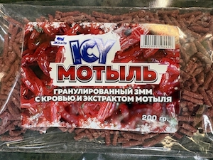 Мотыль гранулированный "ICY" 3мм с кровью и экстрактом мотыля