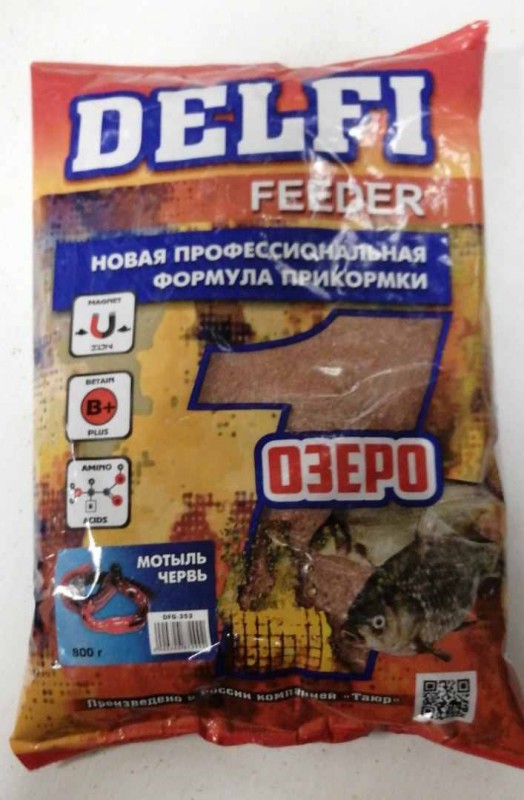 Прикормка DELFI Feeder (озеро; мотыль, червь, 800 г)