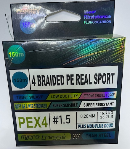Шнур плетен. OSPREY 4BRAIDED PE REALSPORT 0,12 мм 150 м