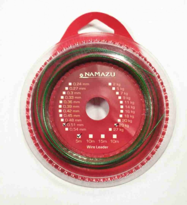 Поводковый материал «Namazu» 1х7, d-0,51 мм, L-5 м, цв. Зеленый