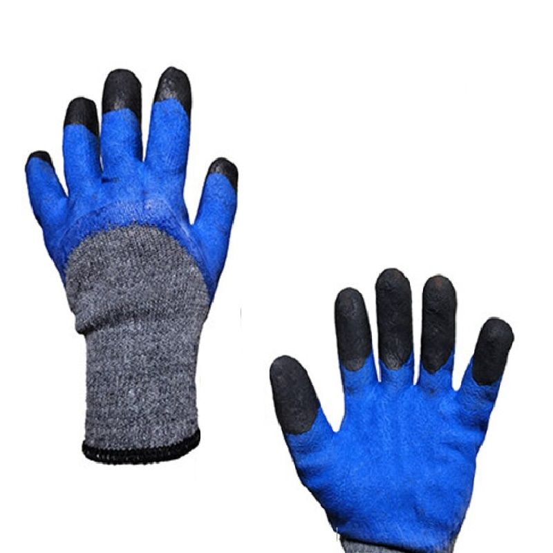 Перчатки акриловые утепленные Тора 63 серо/синяя