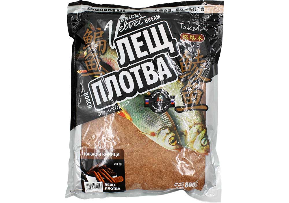 Прикормка BRICK Velvet (Лещ+Плотва) какао и корица, Takedo 0,8кг