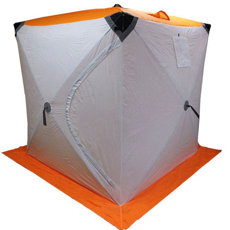 Палатка SKYFISH КУБ-2, В-200 см, Ш-200см, 3 слойная Цвет: белый-оранжевый, арт 1807
