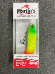 Раттлин Marlin's SUPER SOFT SHAD 70S 70мм/17,5гр цвет "Светофор" SS70-034