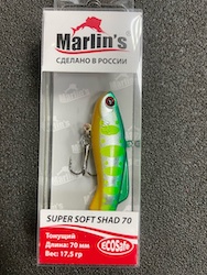 Раттлин Marlin's SUPER SOFT SHAD 70S 70мм/17,5гр цвет "Ледяной арбуз" SS70-038