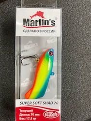 Раттлин Marlin's SUPER SOFT SHAD 70S 70мм/17,5гр цвет "Колибри" SS70-051